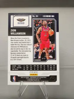2023-24 Contenders Optic Season Ticket Zion Williamson Gold /10 Pelicans - Image 3