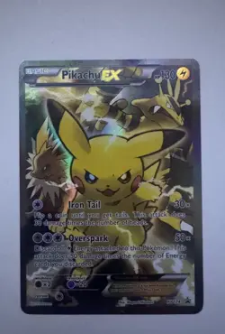 Pokemon TCG - Pikachu EX XY124 Black Star Promo Rare Full Art Holo LPNM Standard - Image 1