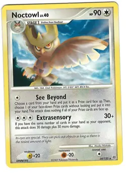 Noctowl 34/130 Pokemon Card Diamond & Pearl Rare 90 HP Lightly Played HG - Image 1