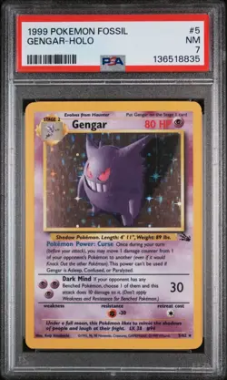 PSA 7 NM Gengar 5/62 Fossil HOLO Rare 1999 English Pokemon Card - Image 1