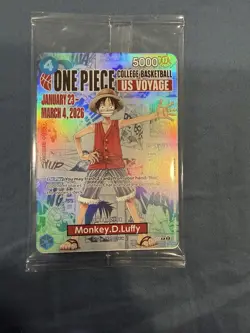 One Piece Monkey.D.Luffy College Basketball US Voyage Promo Card - Sealed Mint - Image 1