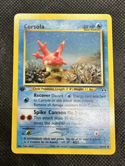 CORSOLA - 1st Edition Neo Discovery - 37/75 - Yuka Morii - Pokemon Card - NM/M! - Image 2