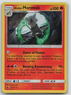 Pokemon Card Alolan Marowak Holo Rare SM - Crimson Invasion 12/111 - Image 1