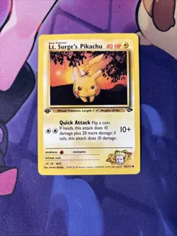 Lt. Surge's Pikachu - 84/132 - Pokemon Gym Challenge 1st Edition Card WOTC LP - Image 1