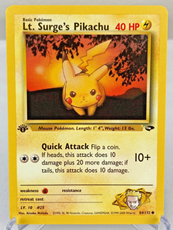 Lt. Surge's Pikachu 84/132 Gym Challenge Pokemon Card 1st Edition - Near Mint - Image 1