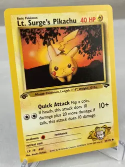 Lt. Surge's Pikachu 84/132 Gym Challenge Pokemon Card 1st Edition - Near Mint - Image 2