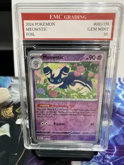 2024 MEOWSTIC HOLO FOIL #085 Pokemon RARE Card GRADED 10 MINT - Image 1