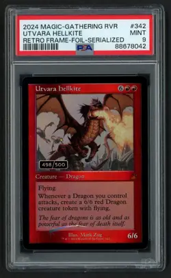 ***PSA 9 FOIL Utvara Hellkite Retro Frame Serialized 498* MTG Ravnica Remastered - Image 1