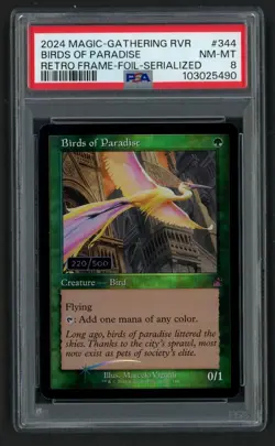 ***PSA 8 FOIL Birds of Paradise Retro Frame Serialized 220*** Ravnica Remastered - Image 1