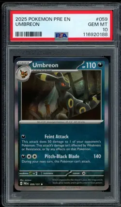 2025 PSA 10 Pokemon PRE EN Prismatic Evolutions Umbreon Holo 059/131 Gem Mint - Image 1