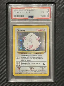 1999 PSA 6 Chansey #3 Holo Rare WOTC Pokemon Game Base Set Unlimited - Image 1