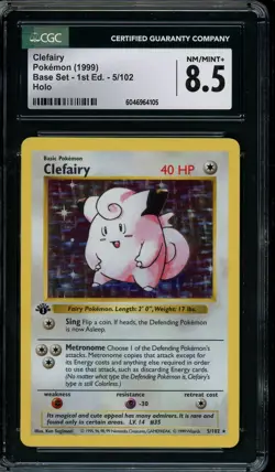 1999 Pokemon Clefairy #5 Base Set 1st Edition Shadowless Holo Rare CGC 8.5 - Image 1