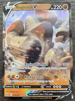 Regirock V 104/202 Pokemon TCG Sword & Shield Base Set Holo MINT NM - Image 1