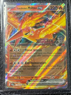 Team Rocket’s Moltres Ex 229/182 Pokemon Destined Rivals Stamp Double Rare NM - Image 1
