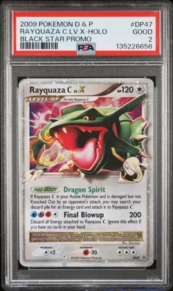 2009 POKEMON DIAMOND & PEARL BLACK STAR PROMO #DP47 RAYQUAZA C LV.X-HOLO PSA 2 - Image 1
