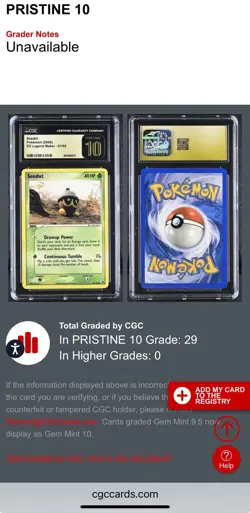 (POP 29) CGC 10 PRISTINE Pokemon EX Legend Maker Seedot 61/92 2006 Card - PSA - Image 5