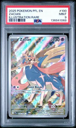 2025 POKEMON PFL EN-PHANTASMAL FLAMES ILLUSTRATION RARE #100 ZACIAN PSA 9 - Image 1