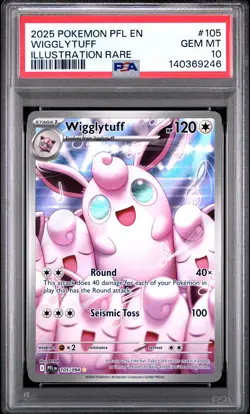 2025 POKEMON PFL EN-PHANTASMAL FLAMES ILLUSTRATION RARE #105 WIGGLYTUFF PSA 10 - Image 1