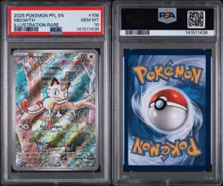 2025 POKEMON TCG PFL EN-PHANTASMAL FLAMES ILLUSTRATION RARE #106 MEOWTH PSA 10 - Image 3