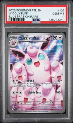 2025 POKEMON PFL EN-PHANTASMAL FLAMES ILLUSTRATION RARE #105 WIGGLYTUFF PSA 10 - Image 1
