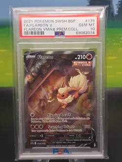 2021 POKEMON SWSH BLACK STAR PROMO #179 FULL ART/FLAREON V PSA 10 - Image 1