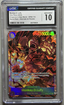ONE PIECE Monkey D. Luffy (Alt Art) OP09-119 SEC Emperors in the New World CGC10 - Image 1