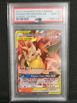 2019 Pokemon Sun & Moon Charizard Braixen GX Cosmic Eclipse #22/236 PSA 10 - Image 1