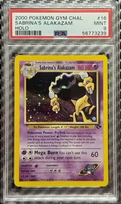 2000 Pokemon Unlimited Gym Challenge # 16 Sabrina's Alakazam Holo PSA 9 MINT! - Image 1