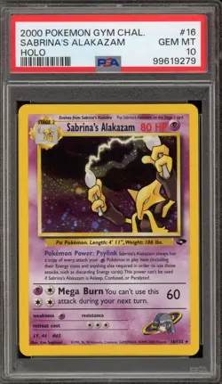 Pokemon Sabrina's Alakazam Gym Challenge Unlimited Holo Rare #16 PSA 10 Gem Mint - Image 1