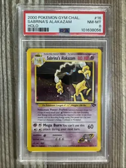 Sabrina's Alakazam Holo Rare Pokemon Card 16/132 Gym PSA 8 - Image 1