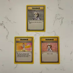 Pokemon TCG Bill, Lass, & Professor Oak Base Set 1999 Trainer Cards Lot of 3 - Image 1