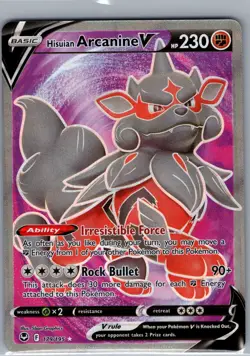Hisuian Arcanine V (Full Art) 179/195 SWSH12: Silver Tempest - Pokemon Card - NM - Image 1