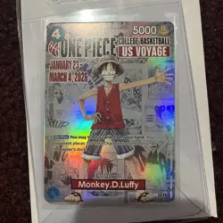 One Piece Monkey D. Luffy US Voyage College Basketball Card Rutgers IN HAND #1 - Image 1