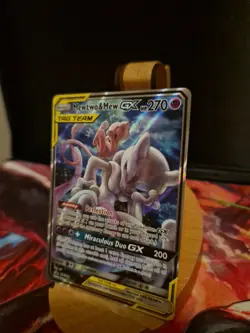 Mewtwo & Mew GX SM191 Tag Team Full Art Sun Moon Promos Pokemon Card NM - Image 4
