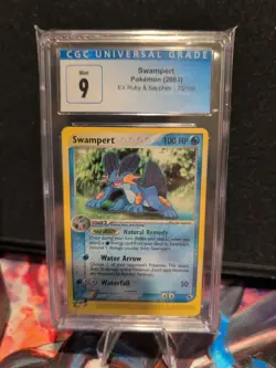 CGC 9 MINT Swampert 2003 EX Ruby & Sapphire 13/109 Holo Pokemon Card - Image 1