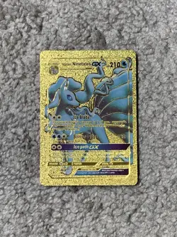 Ninetales GX HP210 Ice Blade Rare Gold Accent Foil Fan Art Display Card - Image 1