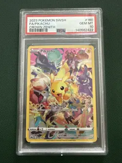 Pokemon Pikachu Holo Full Art Secret Rare Card 160/159 Crown Zenith 2023 PSA 10 - Image 1