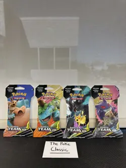 Pokemon TCG - SM: Team Up Sleeved Art Set (Complete 4 Packs) SEALED RARE! - Image 1