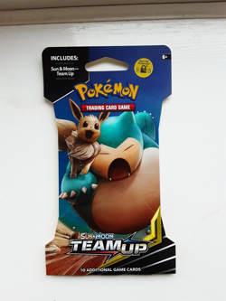 Brand New Pokemon Sun & Moon Team Up Sleeved Booster Pack - Snorlax & Eevee Art - Image 1