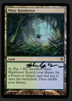 ***Misty Rainforest Signed*** MTG Zendikar Shelly Wan Magic Kid Icarus - Image 1