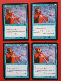 Magic the Gathering MTG Tempest COUNTERSPELL X 4 Rare ( 3 LP/EX & 1 MP) 1997! - Image 1
