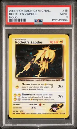 Rocket'S Zapdos Holo PSA 9 2000 Pokemon Gym Challenge #15 - Image 1