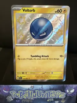 Pokemon Card Voltorb 133/091 Paldean Fates Baby Shiny Holo Rare Near Mint - Image 1