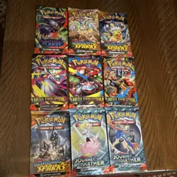 Pokemon Mega Evolution Searing Sparks Journey Together Booster Packs Lot of 9 - Image 1
