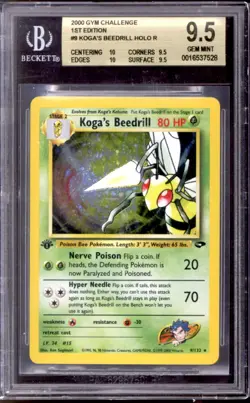 Pokemon Gym Challenge 1st Edition Koga's Beedrill 9/132 BGS 9.5 GEM MINT 2x 10 - Image 1