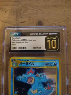 1999 POKEMON JPN NEO PREMIUM FILE HOLO #160 FERALIGATR CGC 10 PRISTINE - Image 4