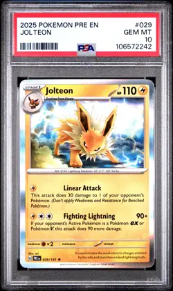 2025 POKEMON PRE EN-PRISMATIC EVOLUTIONS #029 JOLTEON PSA 10 - Image 1