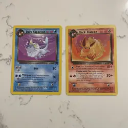 Dark Vaporeon 45/82, Dark Flareon 35/82 Team Rocket Vintage Pokemon TCG LP - Image 1