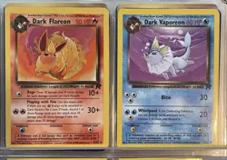 Dark Vaporeon 45/82, Dark Flareon 35/82 Team Rocket Vintage Pokemon TCG LP - Image 2