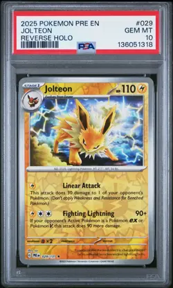 #029 JOLTEON | 2025 POKEMON PRE EN-PRISMATIC EVOLUTIONS REVERSE HOLO PSA 10 - Image 1